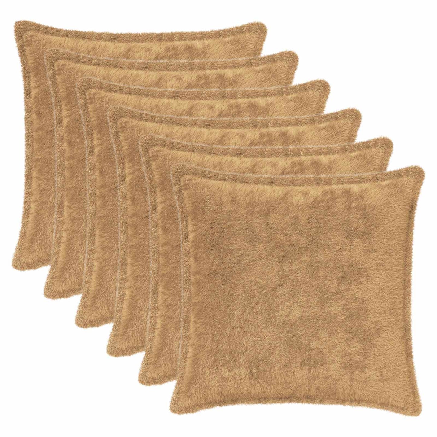 Pudebetræk 6 stk. HOUTEN Gråbrun 45 x 45 cm Faux Kanin Pels