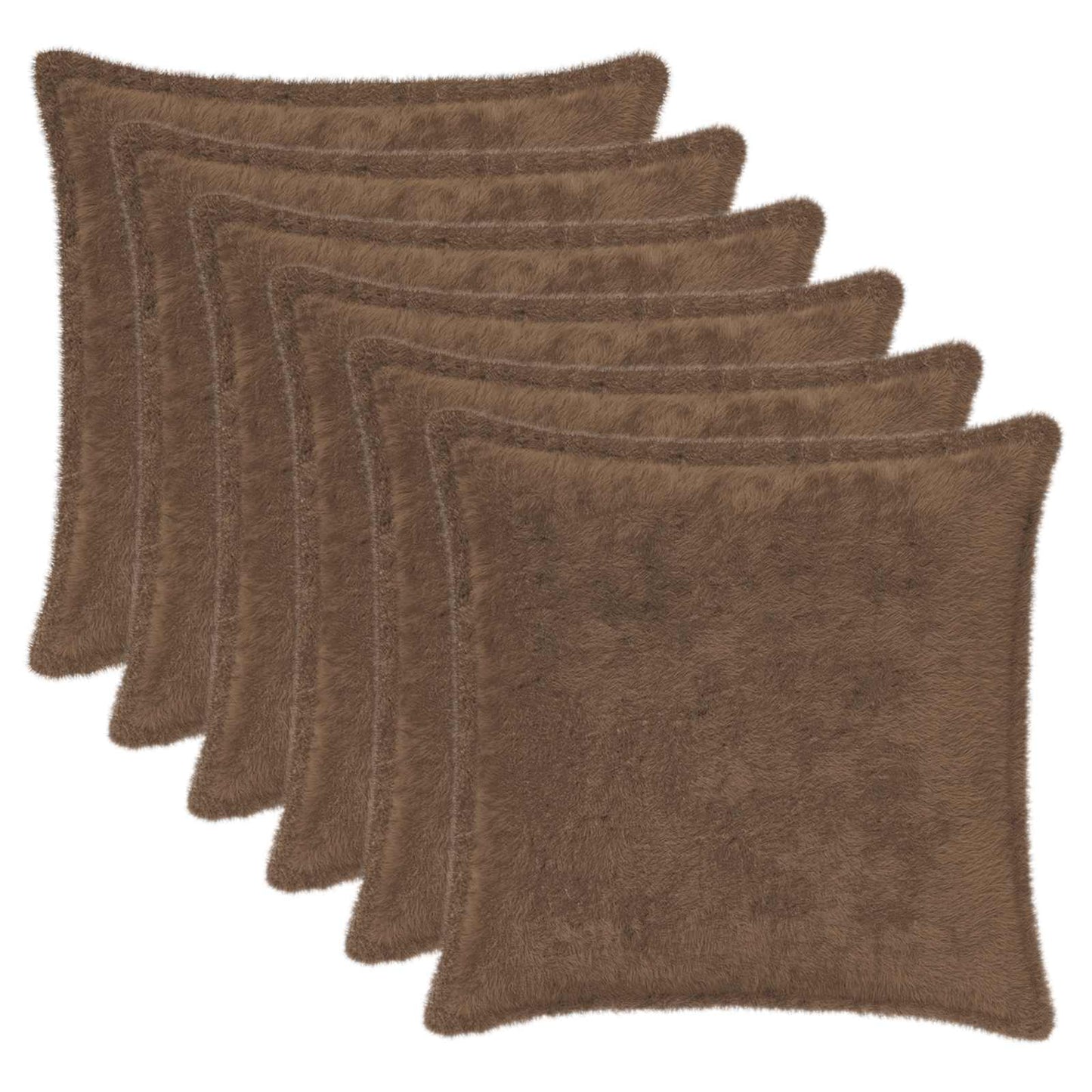 Pudebetræk 6 stk. HOUTEN Lys Brun 45 x 45 cm Faux Kanin Pels