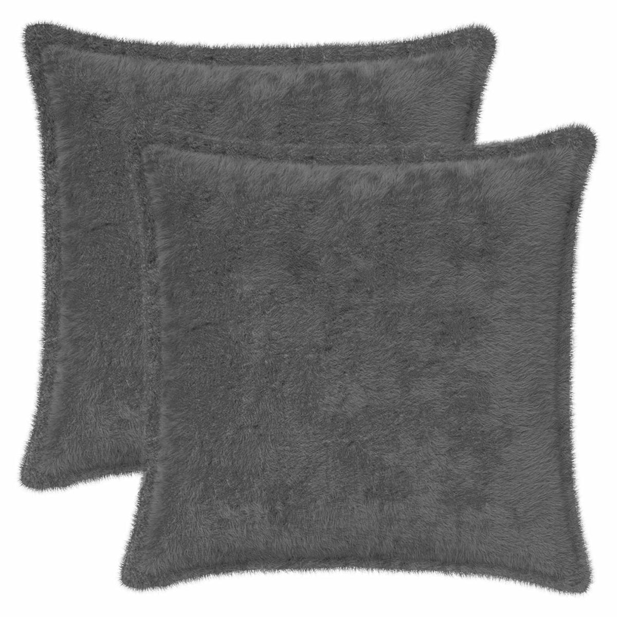 Pudebetræk 2 stk. HOUTEN Mørkegrå 45 x 45 cm Faux Kanin Pels