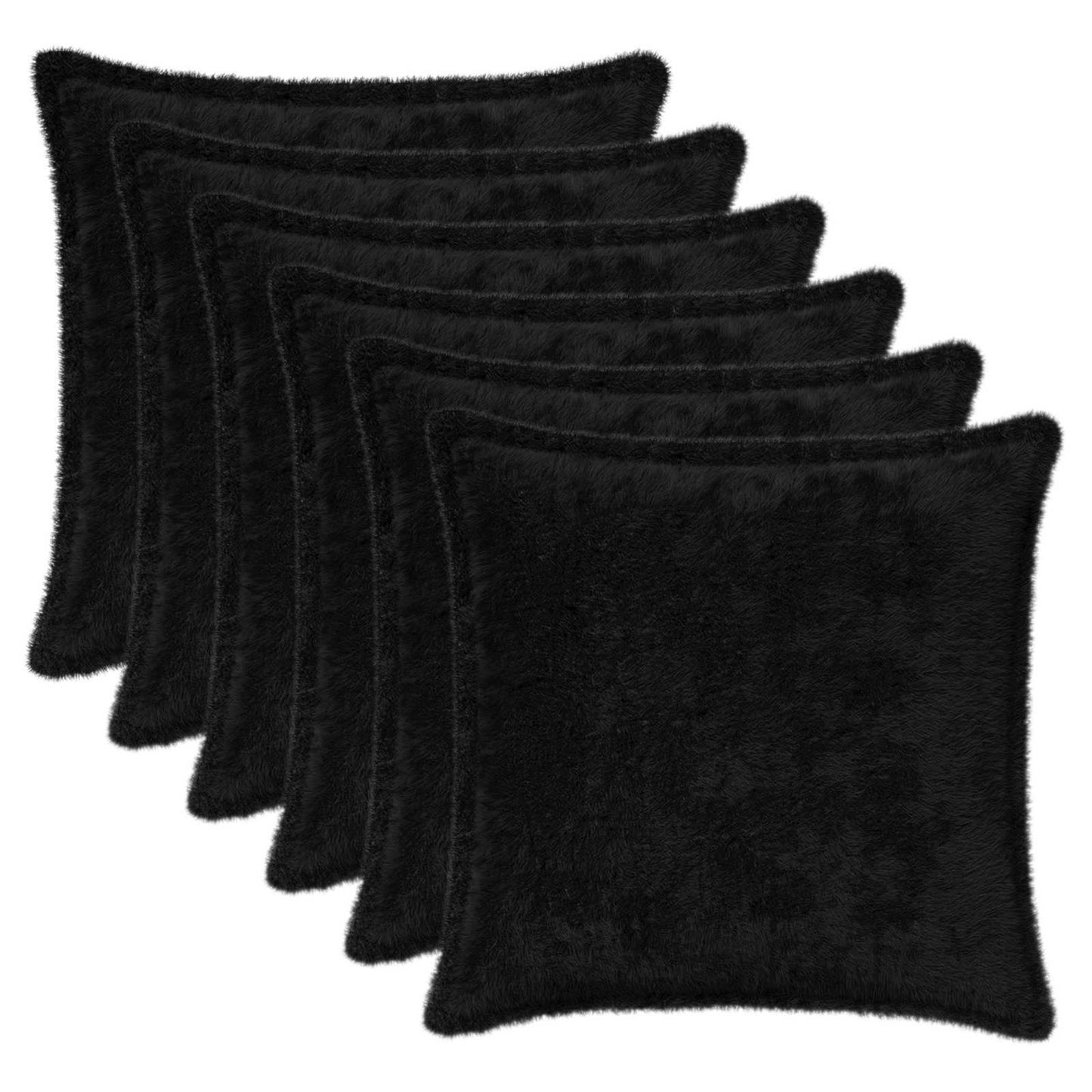 Pudebetræk 6 stk. HOUTEN Sort 45 x 45 cm Faux Kanin Pels