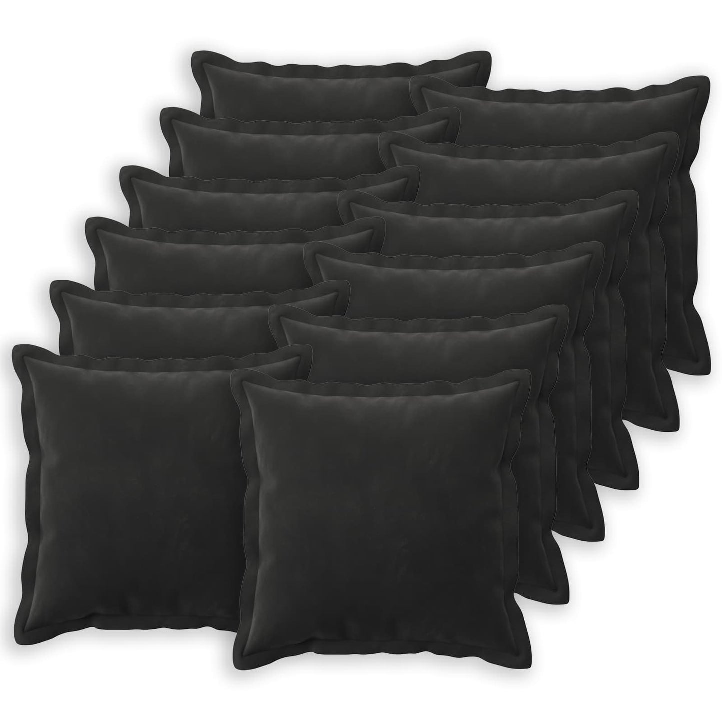 Pudebetræk 12 pcs HOUTEN Sort 50 x 50 cm Fløjl