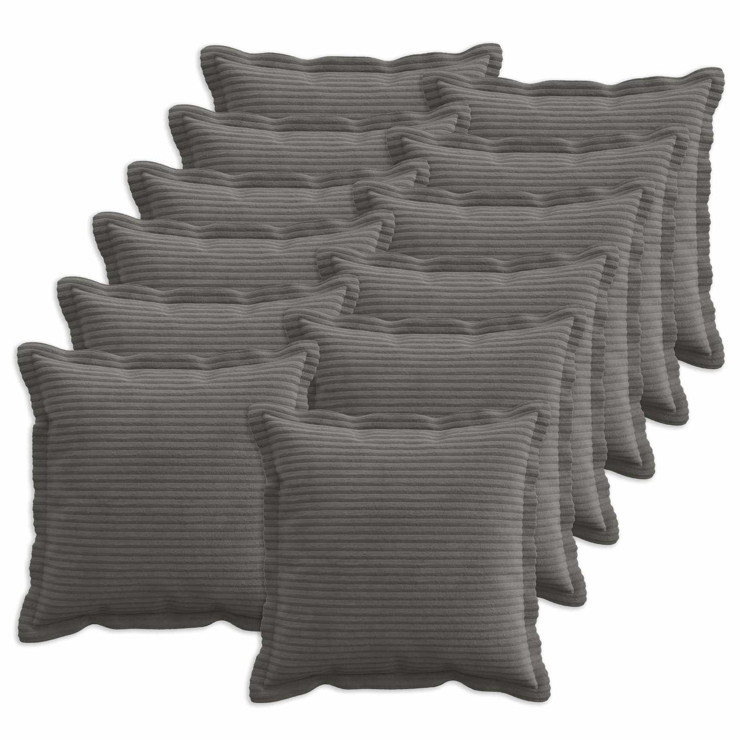 Pudebetræk 12 stk. HOUTEN Mørkegrå 50 x 50 cm cordfløjl
