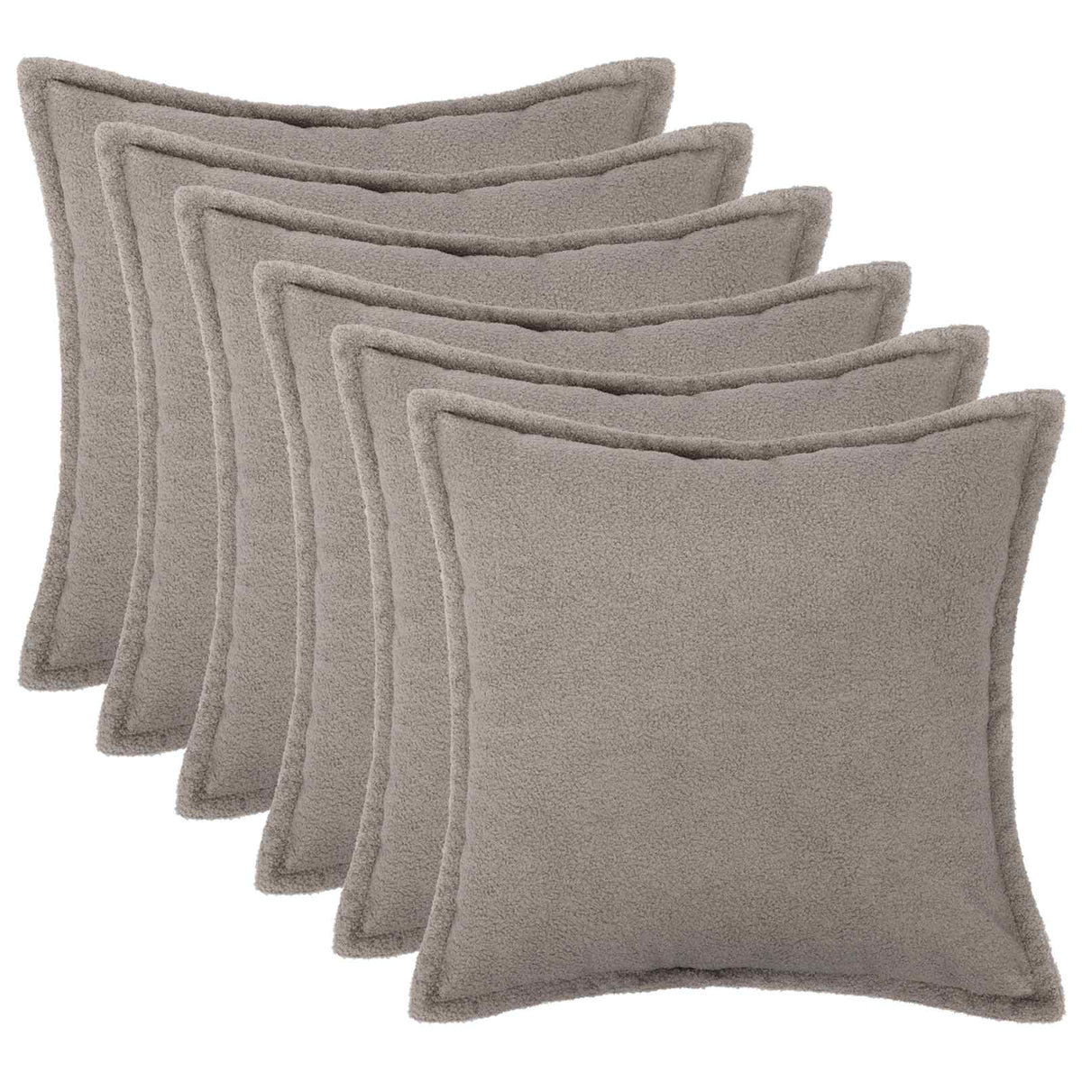 Pudebetræk 6 pcs HOUTEN Lysegrå 50 x 50 cm Bouclé