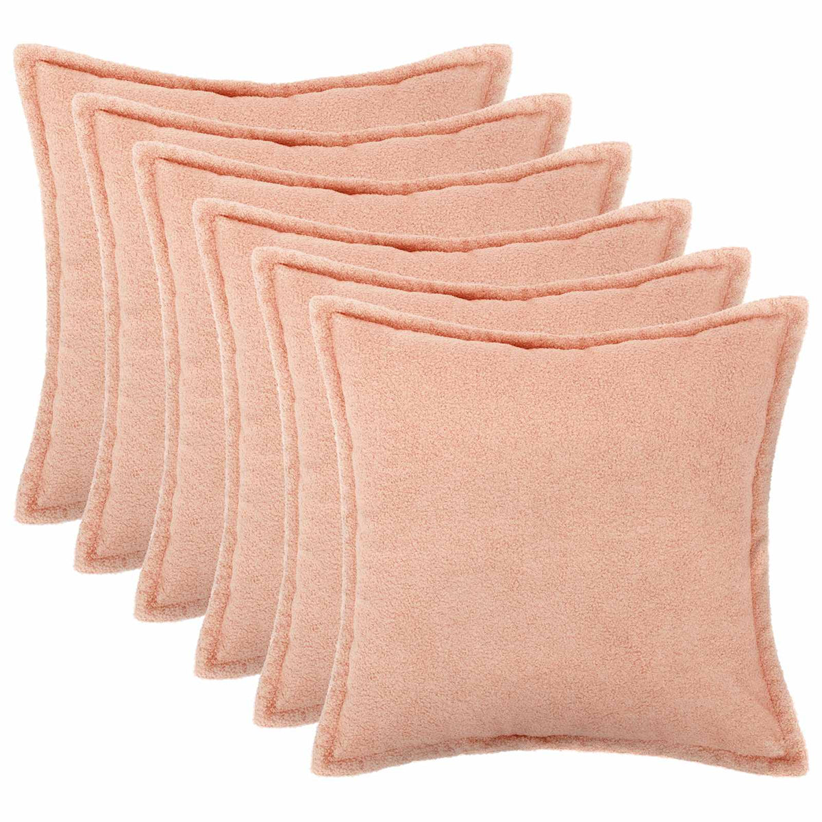 Pudebetræk 6 pcs HOUTEN Lyserød 50 x 50 cm Bouclé