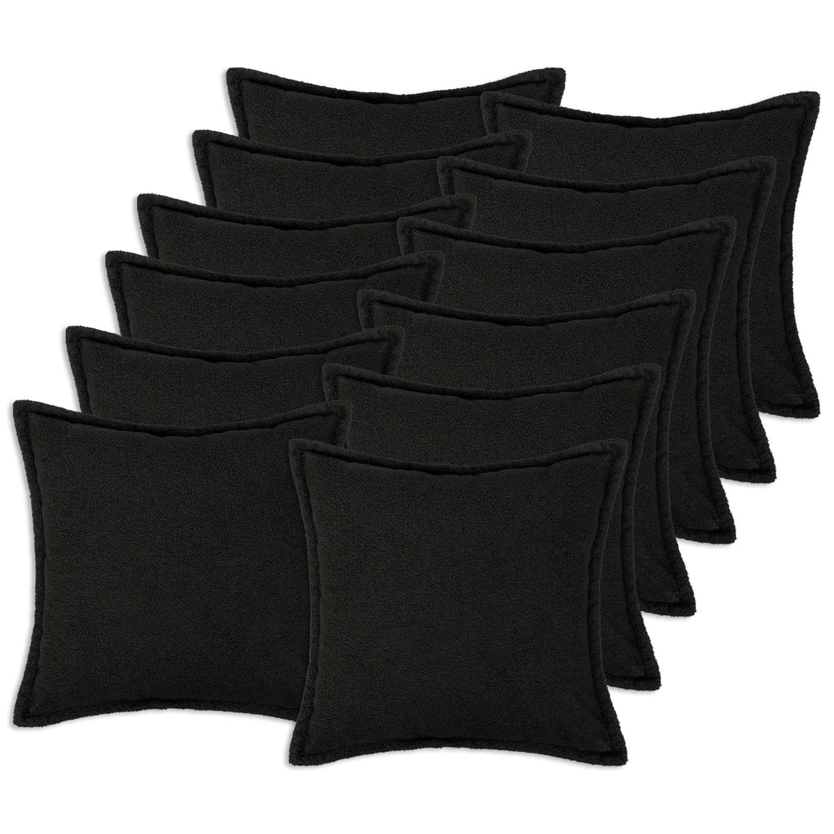 Pudebetræk 12 pcs HOUTEN Sort 50 x 50 cm Bouclé