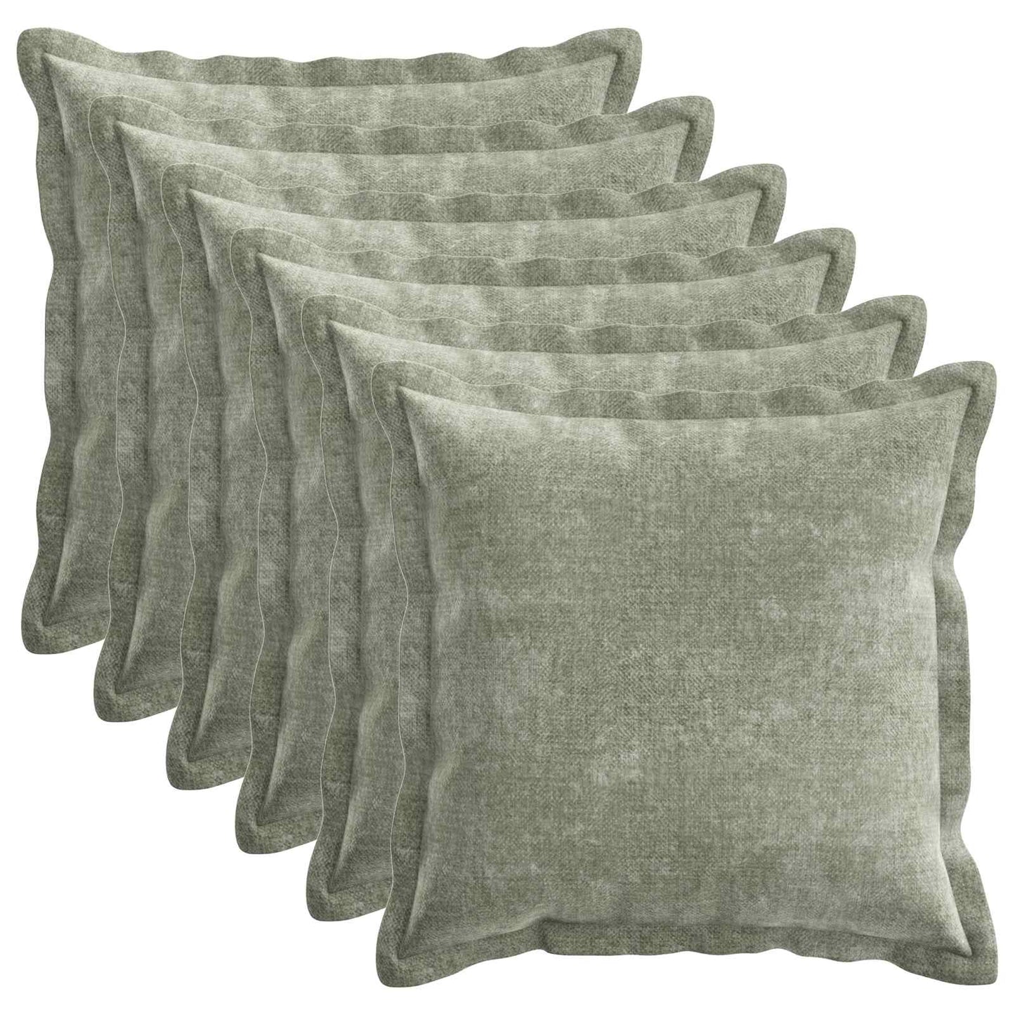 Pudebetræk 6 stk. HOUTEN Grøn 50 x 50 cm Chenille Stof