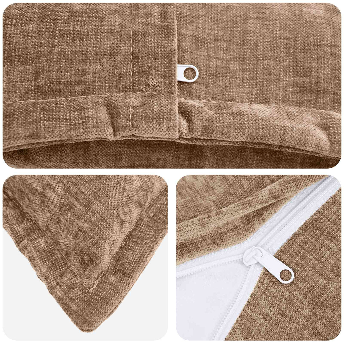 Pudebetræk 2 stk. HOUTEN Brun 50 x 50 cm Chenille Stof