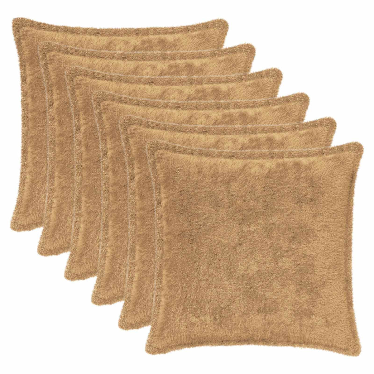 Pudebetræk 6 stk. HOUTEN Gråbrun 50 x 50 cm Faux Kanin Pels