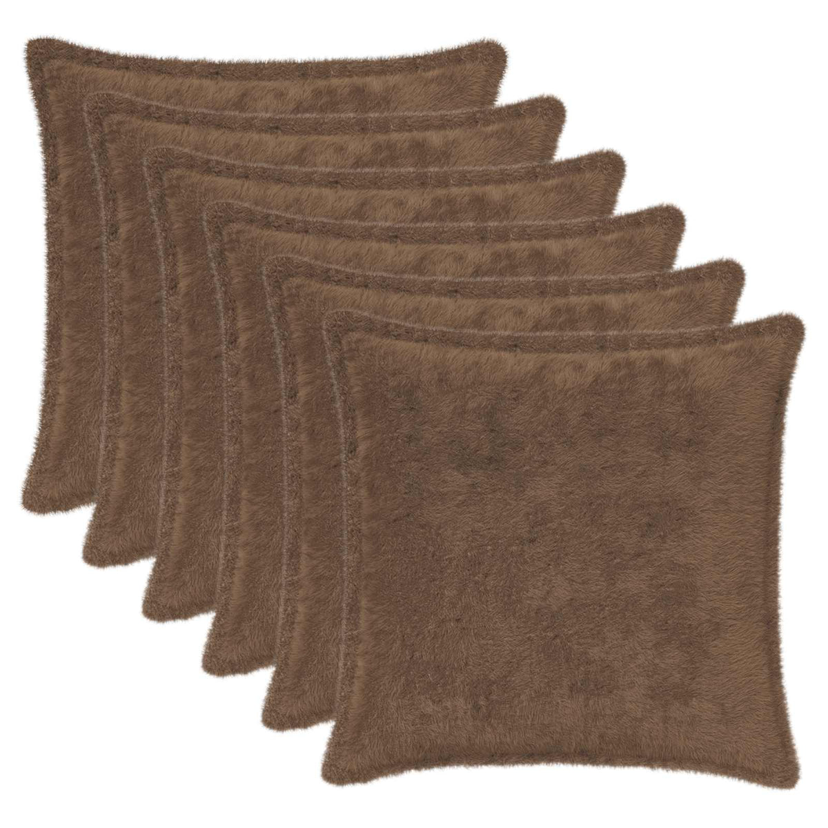 Pudebetræk 6 stk. HOUTEN Lys Brun 50 x 50 cm Faux Kanin Pels