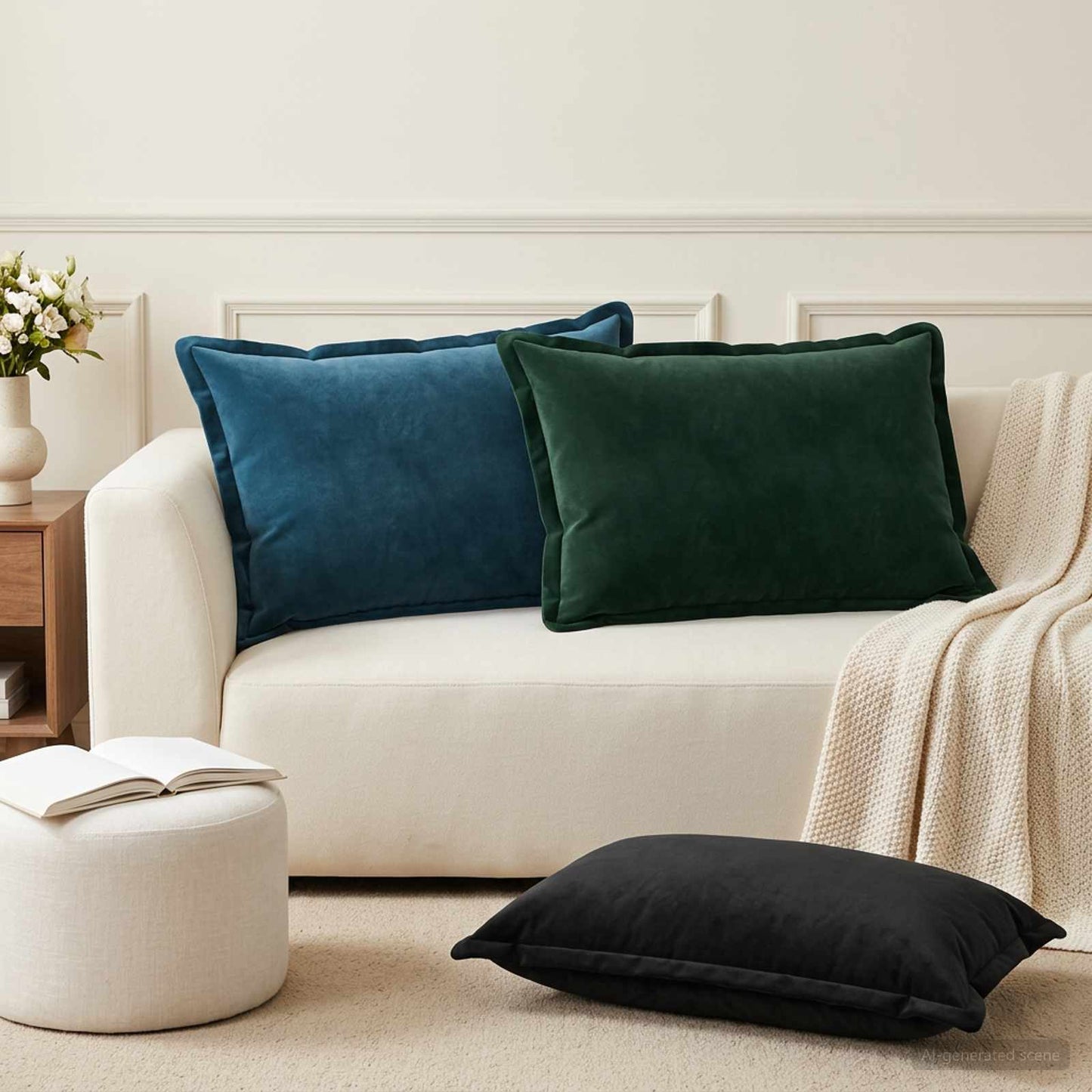 Pudebetræk 2 pcs HOUTEN Mørkegrøn 50 x 75 cm Fløjl