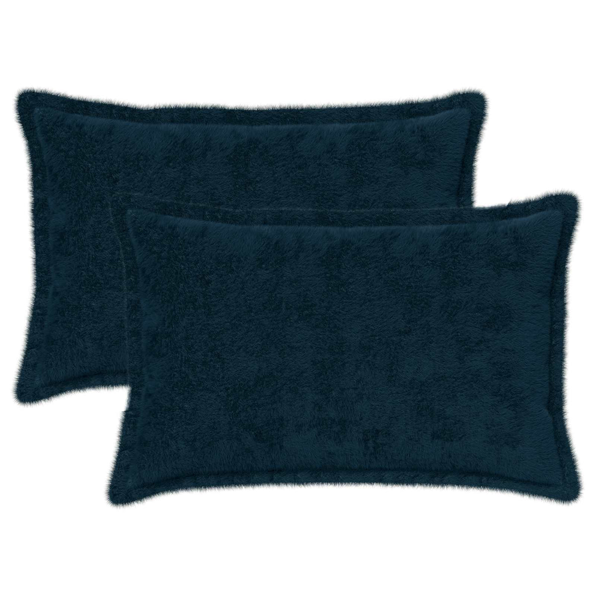 Pudebetræk 2 stk. HOUTEN Mørkeblå 50 x 75 cm Faux Kanin Pels