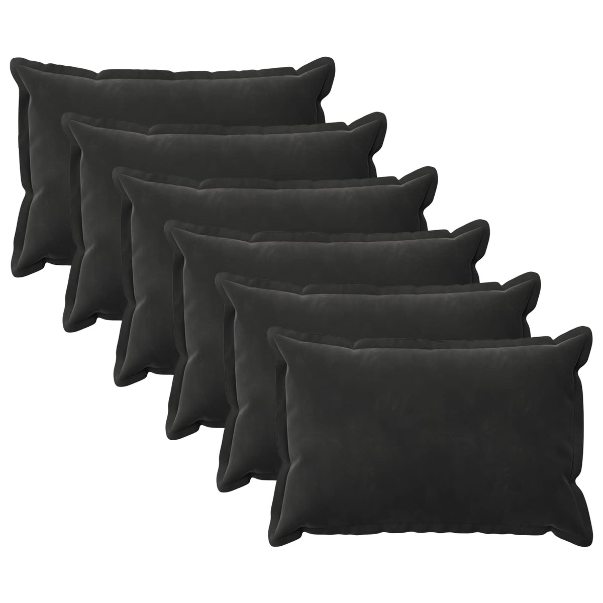 Pudebetræk 6 pcs HOUTEN Sort 50 x 80 cm Fløjl