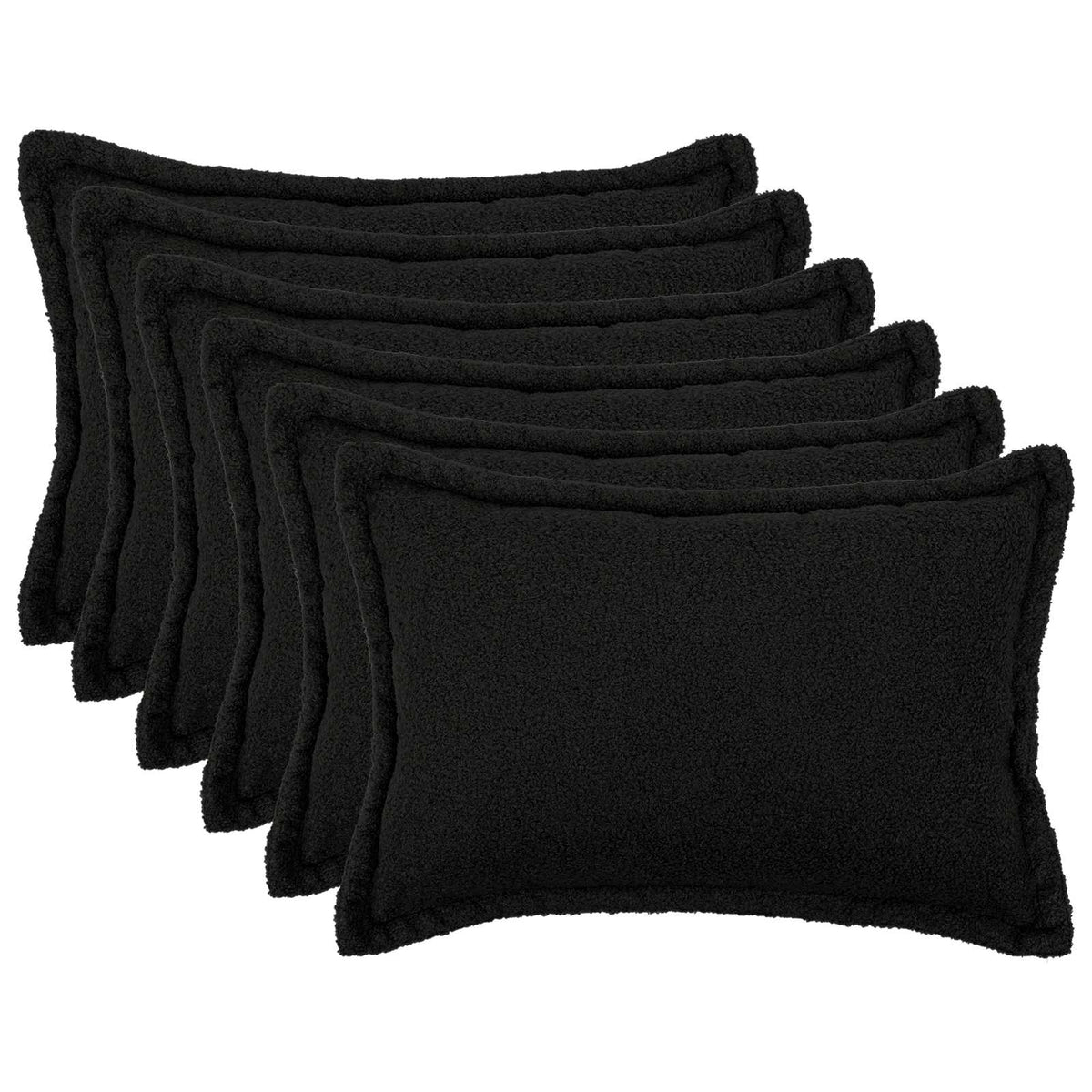 Pudebetræk 6 pcs HOUTEN Sort 50 x 80 cm Bouclé