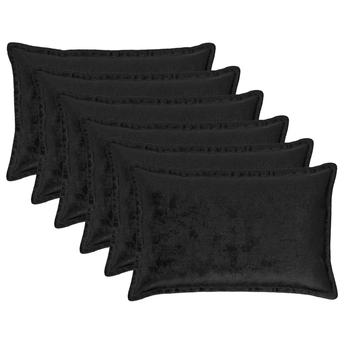 Pudebetræk 6 pcs HOUTEN Sort 50 x 80 cm Flannel