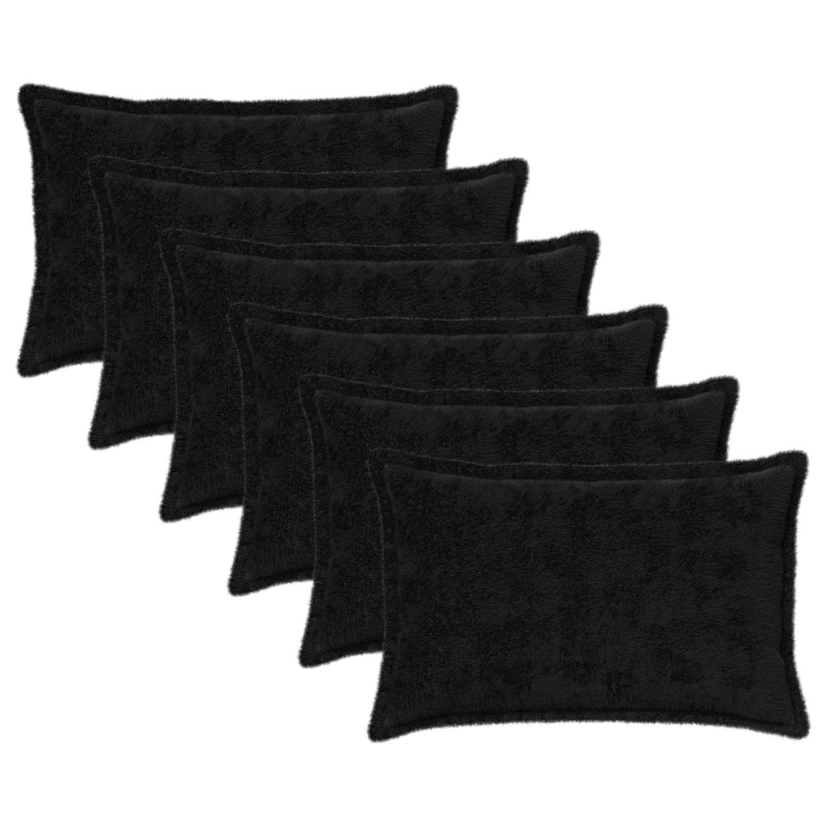 Pudebetræk 6 stk. HOUTEN Sort 50 x 80 cm Faux Kanin Pels