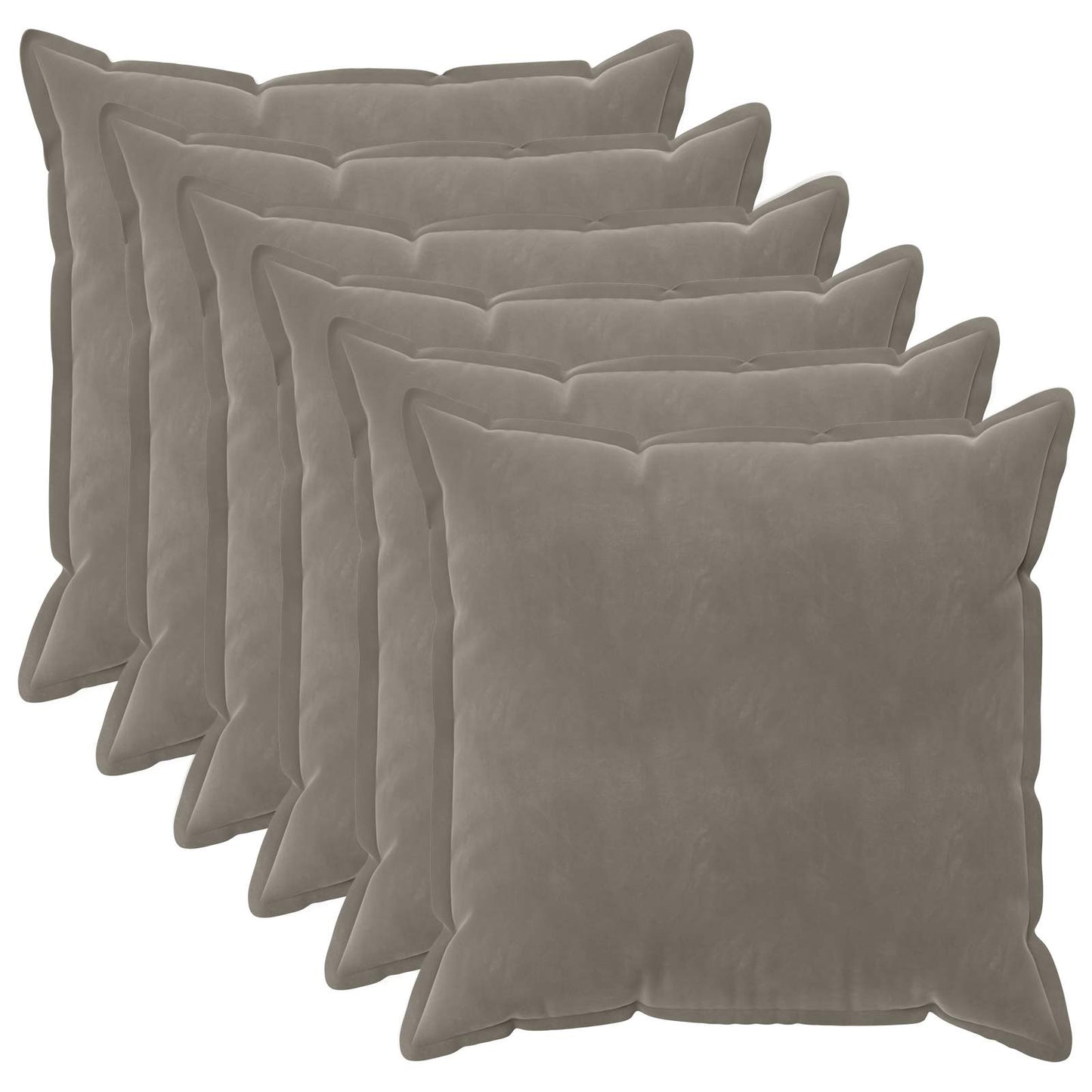 Pudebetræk 6 pcs HOUTEN Lysegrå 55 x 55 cm Fløjl