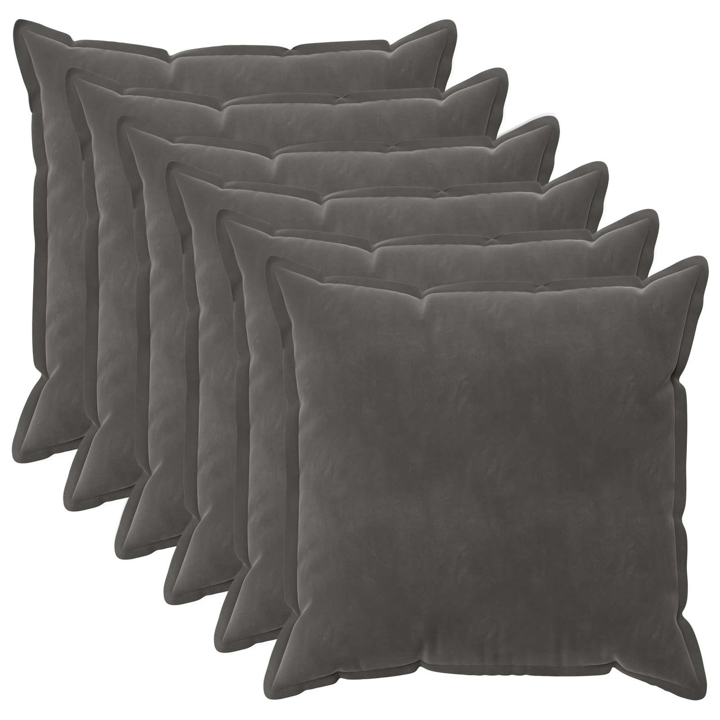 Pudebetræk 6 pcs HOUTEN Mørkegrå 55 x 55 cm Fløjl