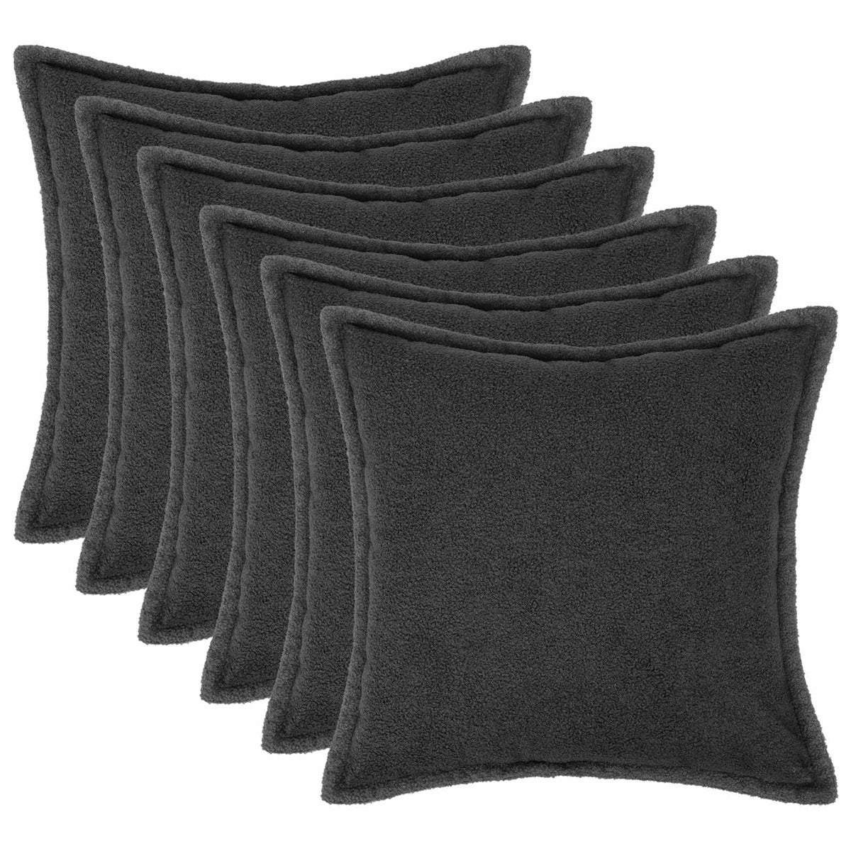 Pudebetræk 6 pcs HOUTEN Mørkegrå 55 x 55 cm Bouclé