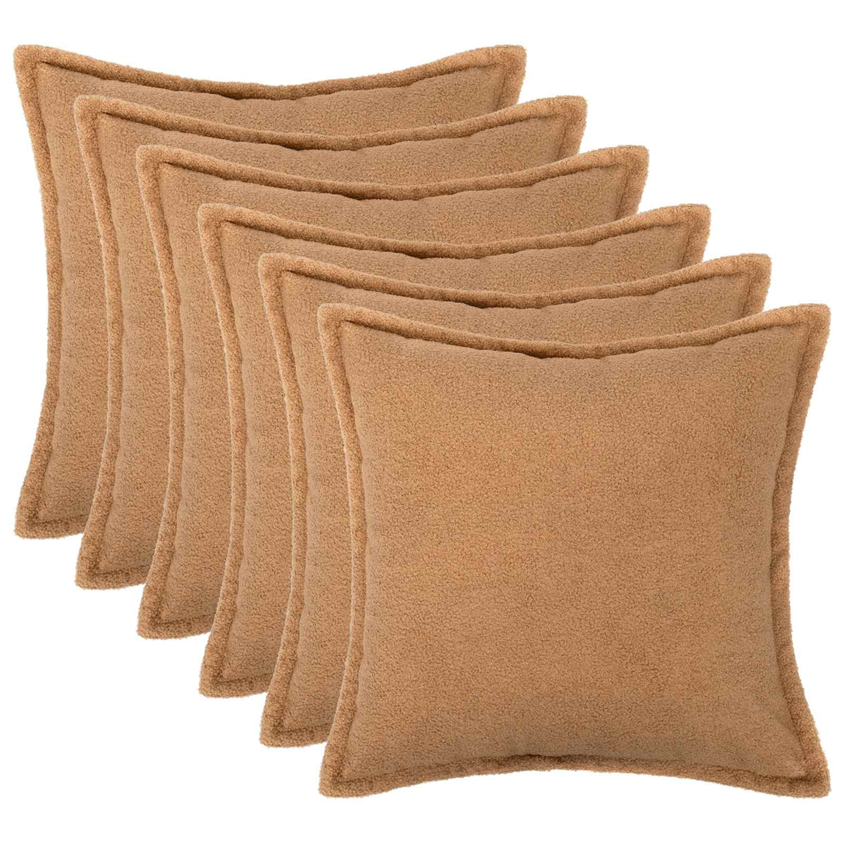 Pudebetræk 6 pcs HOUTEN Beige 55 x 55 cm Bouclé