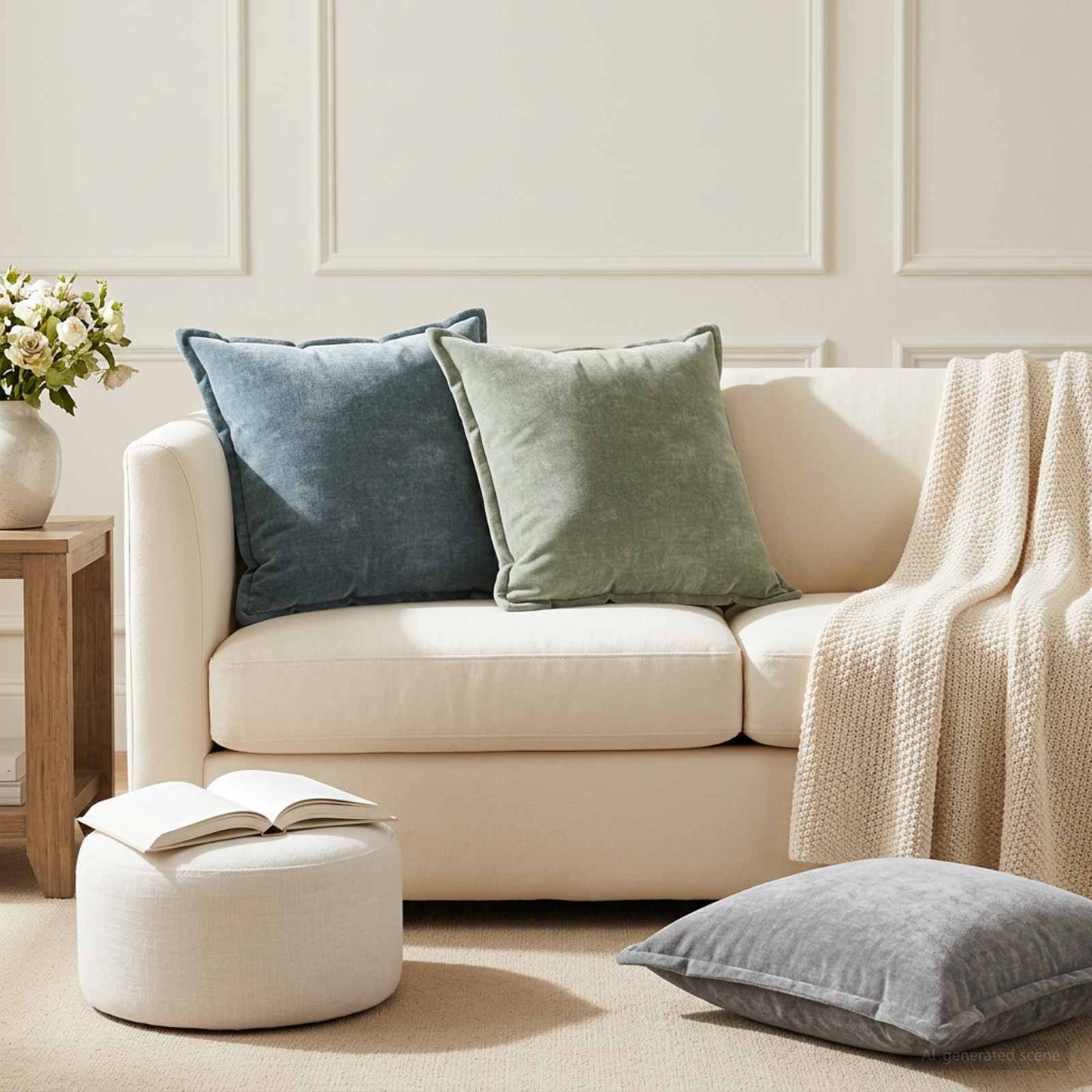 Pudebetræk 6 stk. HOUTEN Lyseblå 55 x 55 cm Chenille Stof