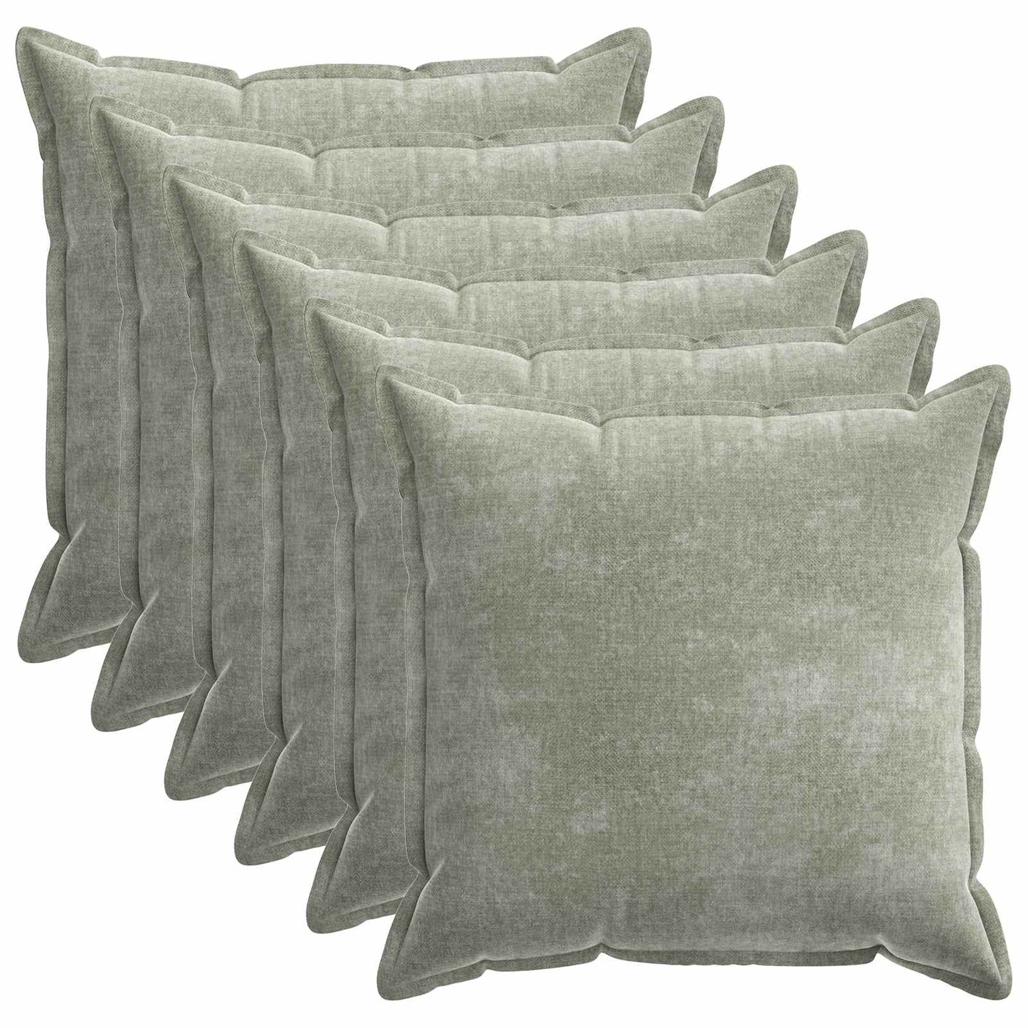 Pudebetræk 6 stk. HOUTEN Grøn 55 x 55 cm Chenille Stof