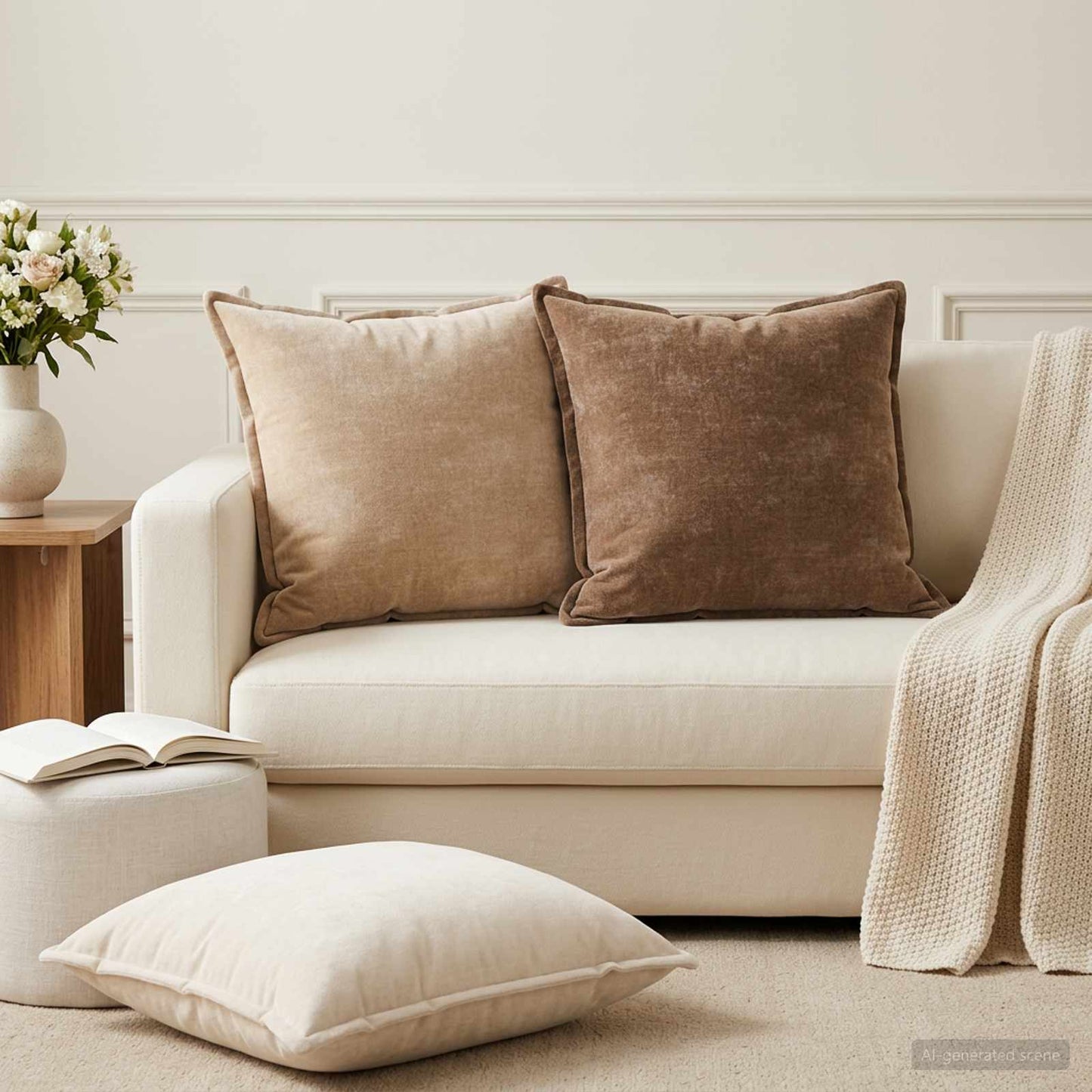 Pudebetræk 2 stk. HOUTEN Brun 55 x 55 cm Chenille Stof