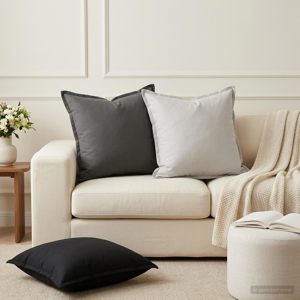 Pudebetræk 2 stk. HOUTEN Antracit 55 x 55 cm Polyester