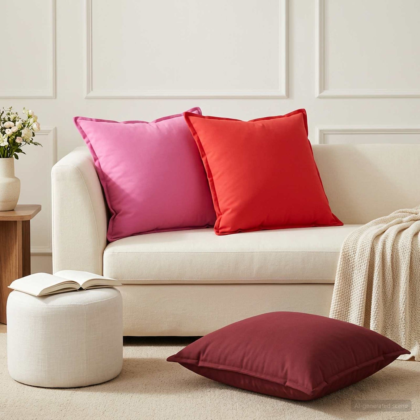 Pudebetræk 6 stk. HOUTEN Vinrød 55 x 55 cm Polyester