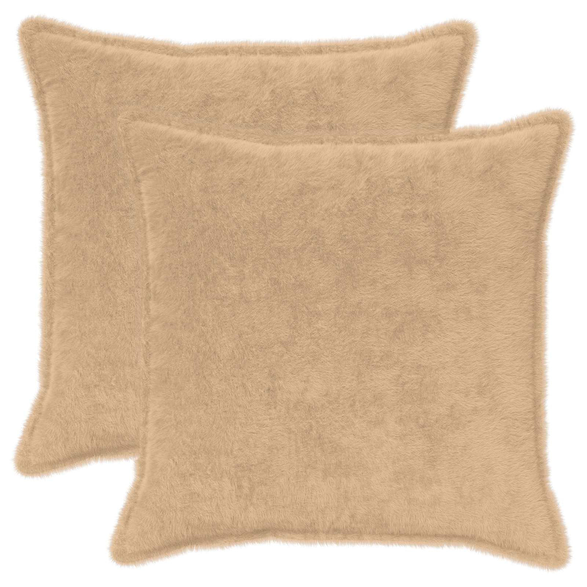 Pudebetræk 2 stk. HOUTEN Cremefarvet 55 x 55 cm Faux Kanin Pels
