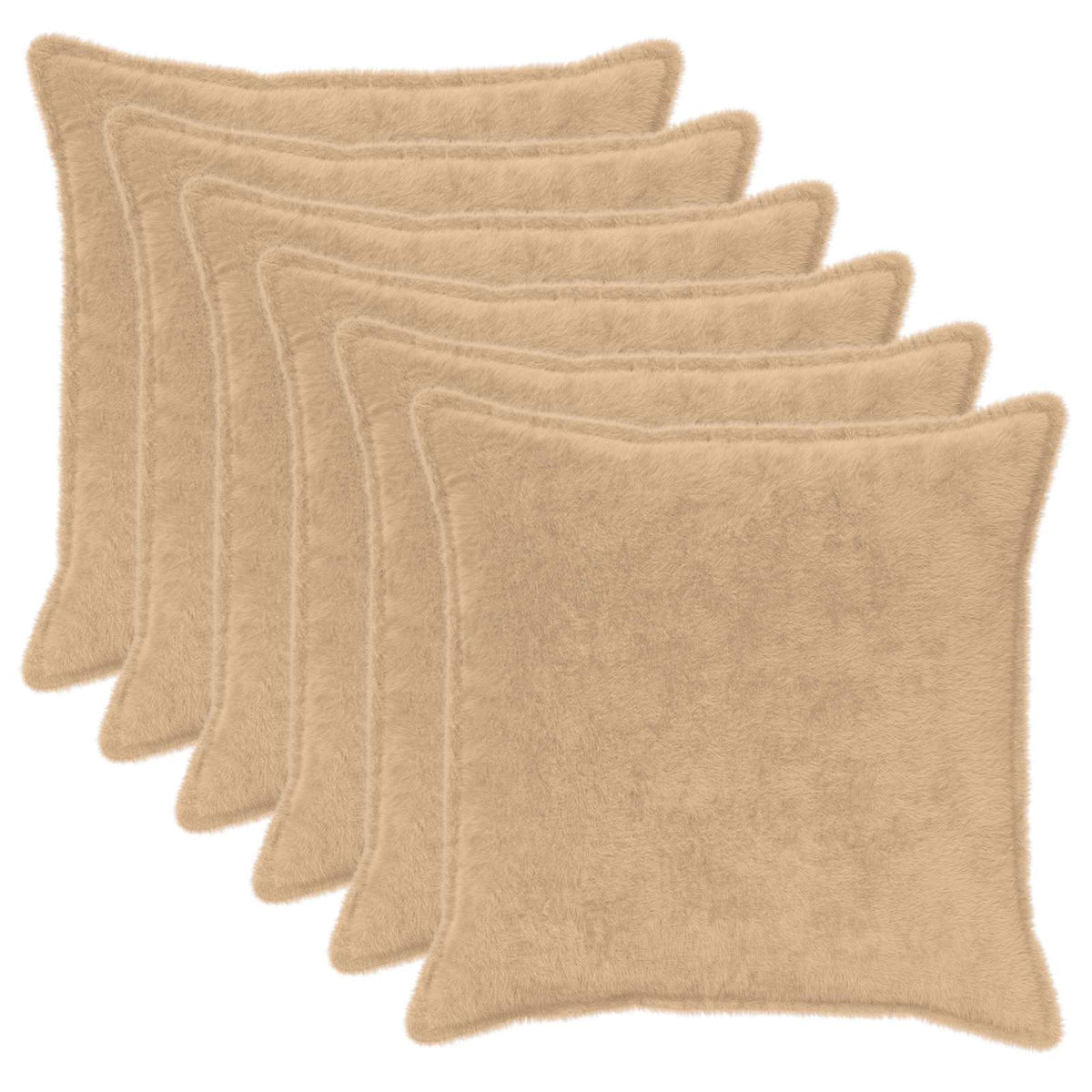 Pudebetræk 6 stk. HOUTEN Cremefarvet 55 x 55 cm Faux Kanin Pels