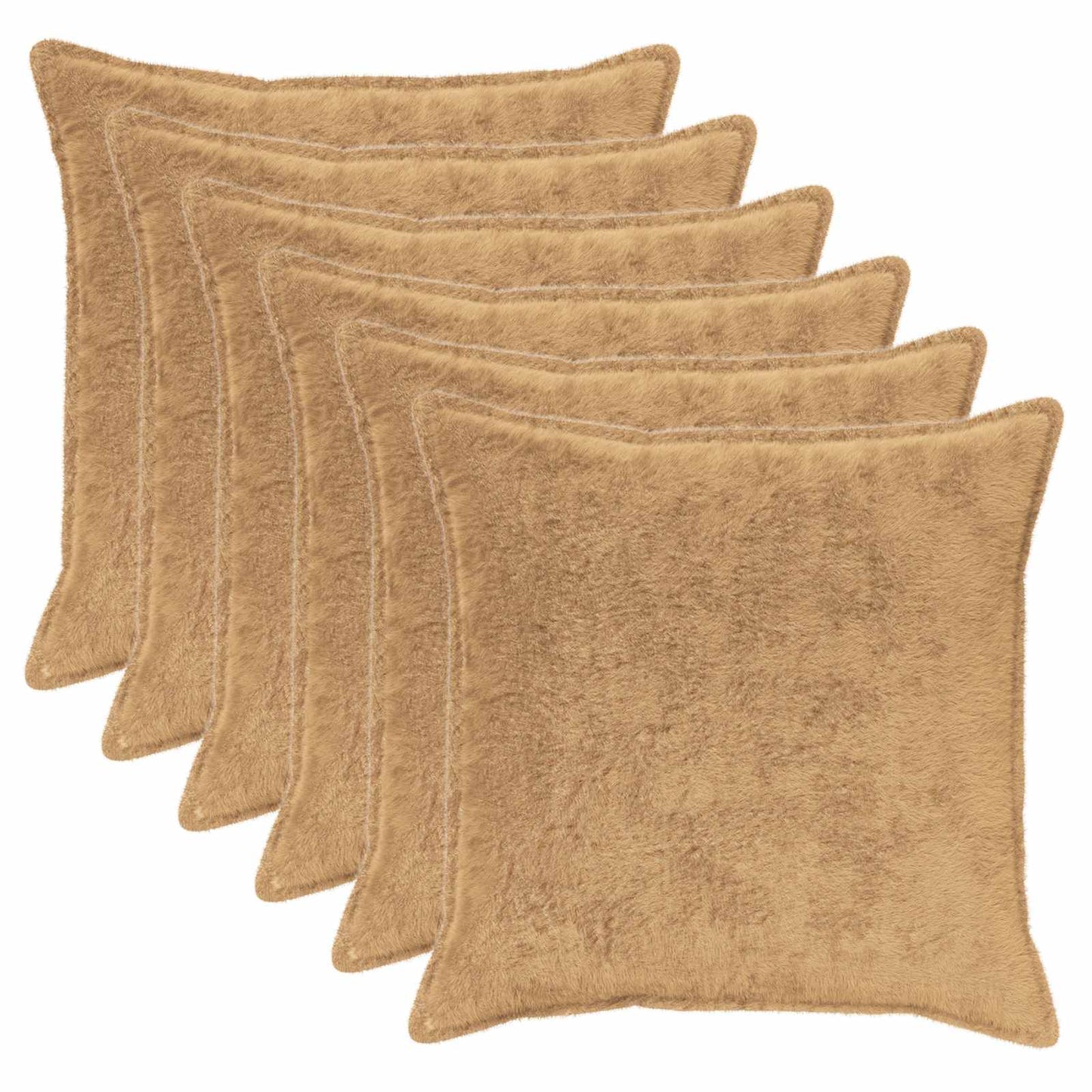 Pudebetræk 6 stk. HOUTEN Gråbrun 55 x 55 cm Faux Kanin Pels