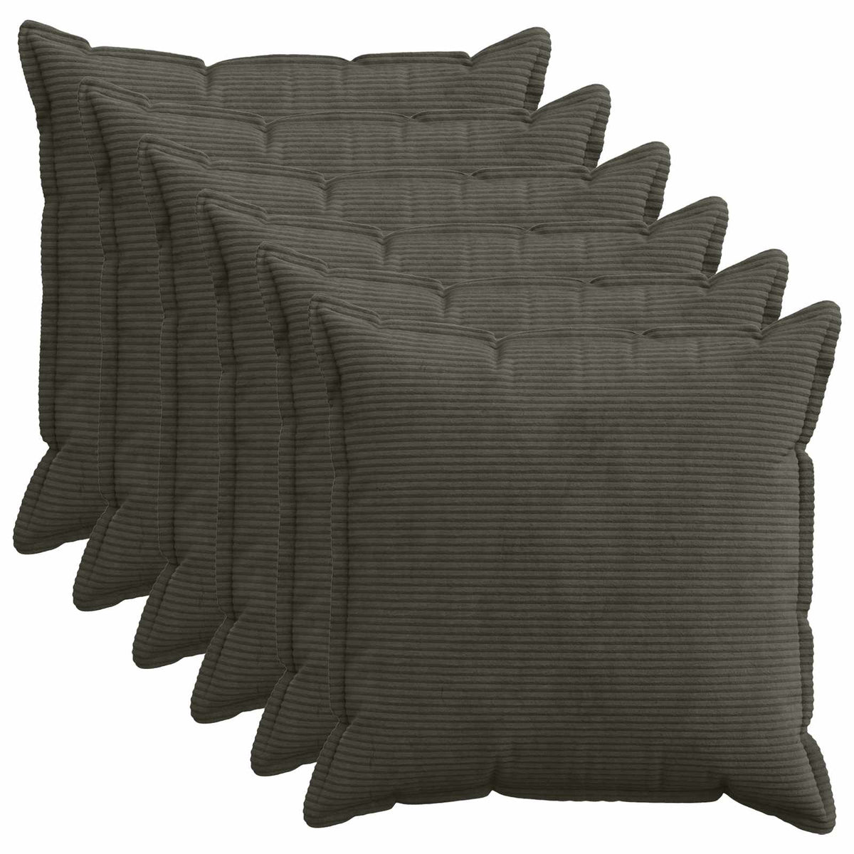 Pudebetræk 6 stk. HOUTEN Antracit 60 x 60 cm cordfløjl