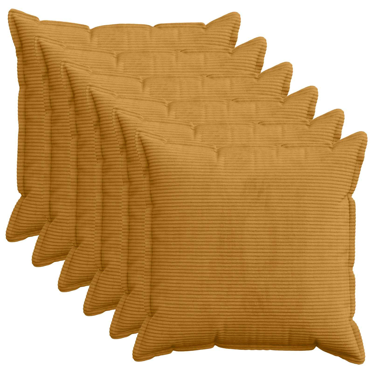 Pudebetræk 6 stk. HOUTEN Gul 60 x 60 cm cordfløjl