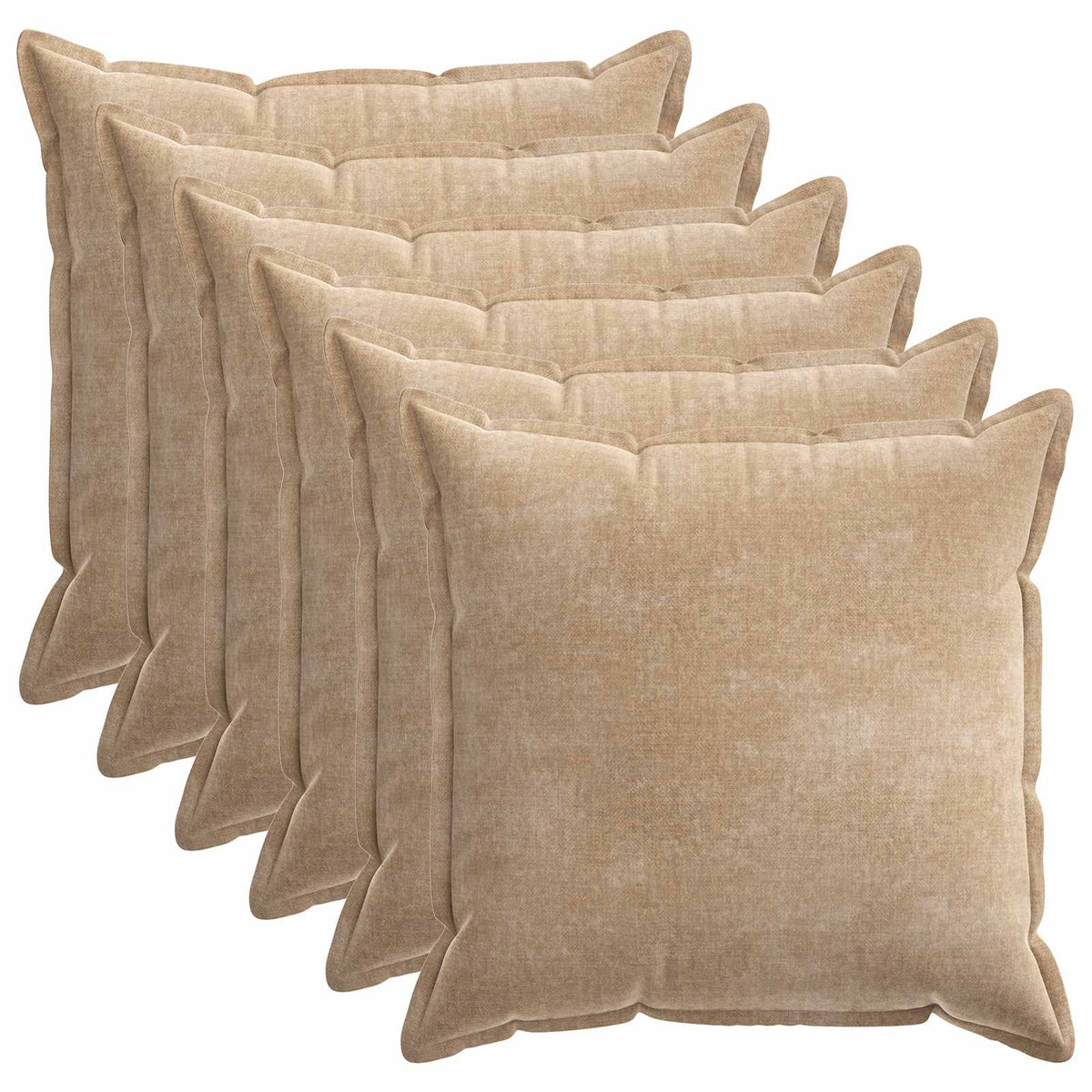 Pudebetræk 6 stk. HOUTEN Gråbrun 60 x 60 cm Chenille Stof