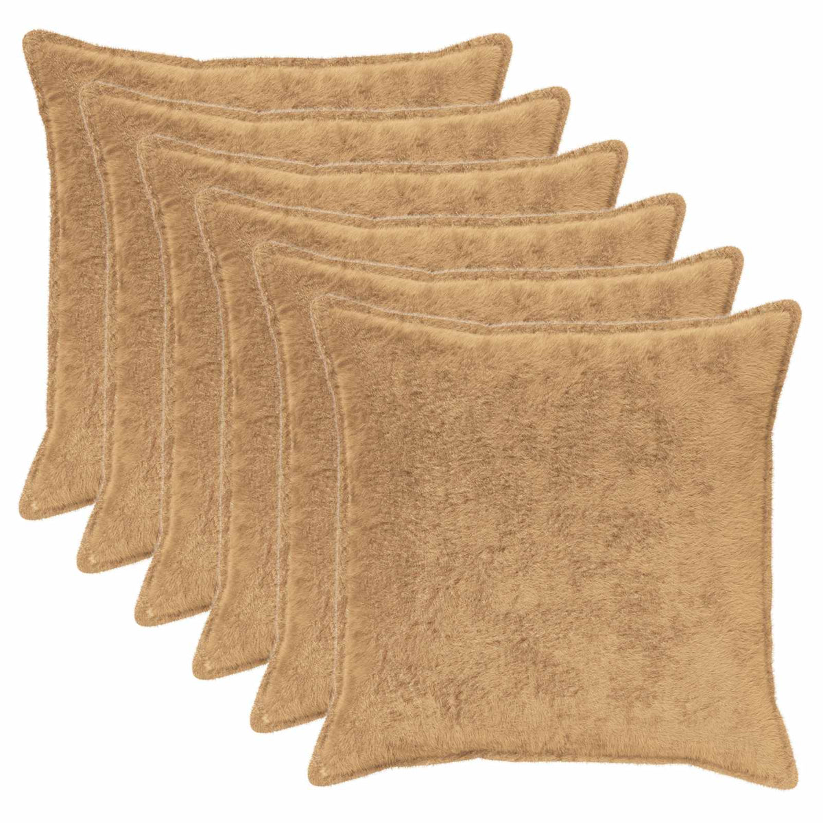 Pudebetræk 6 stk. HOUTEN Gråbrun 60 x 60 cm Faux Kanin Pels