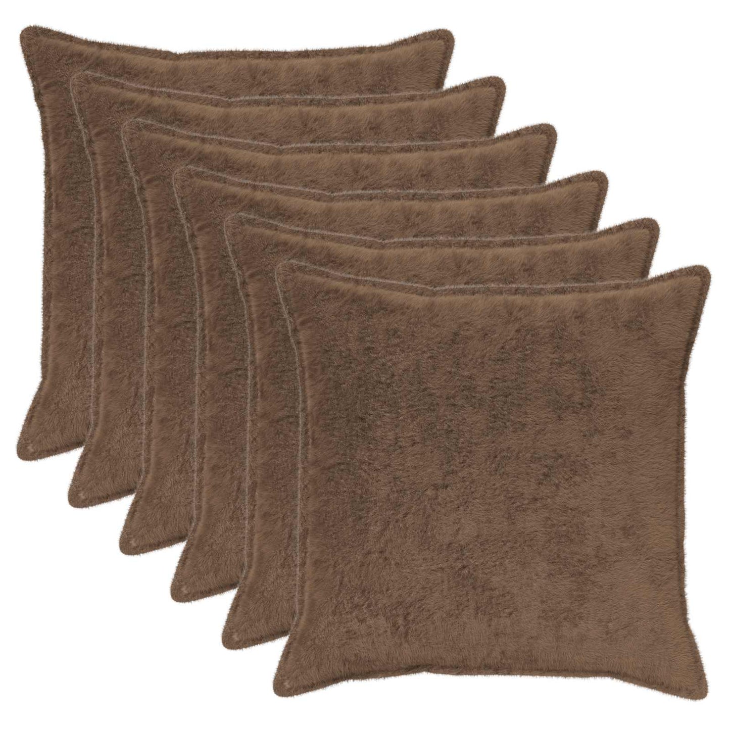 Pudebetræk 6 stk. HOUTEN Lys Brun 60 x 60 cm Faux Kanin Pels