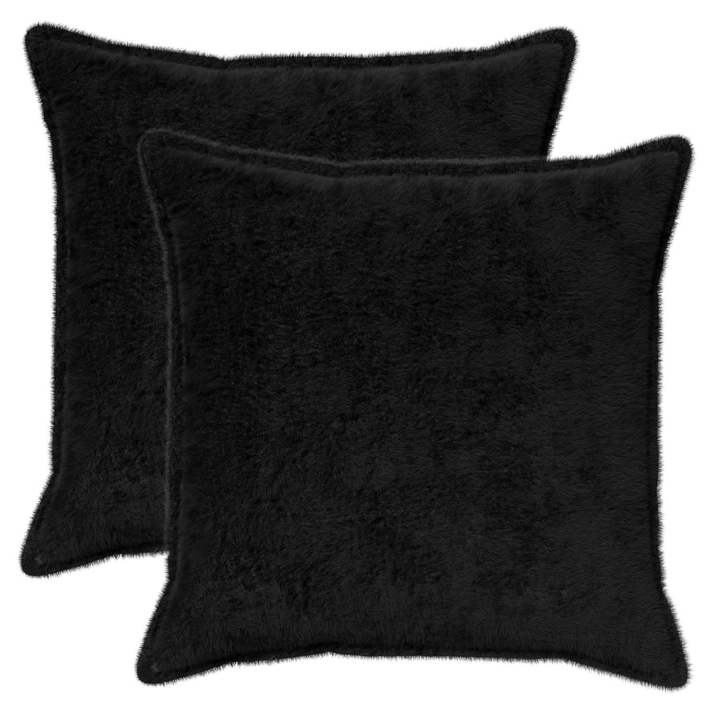 Pudebetræk 2 stk. HOUTEN Sort 60 x 60 cm Faux Kanin Pels