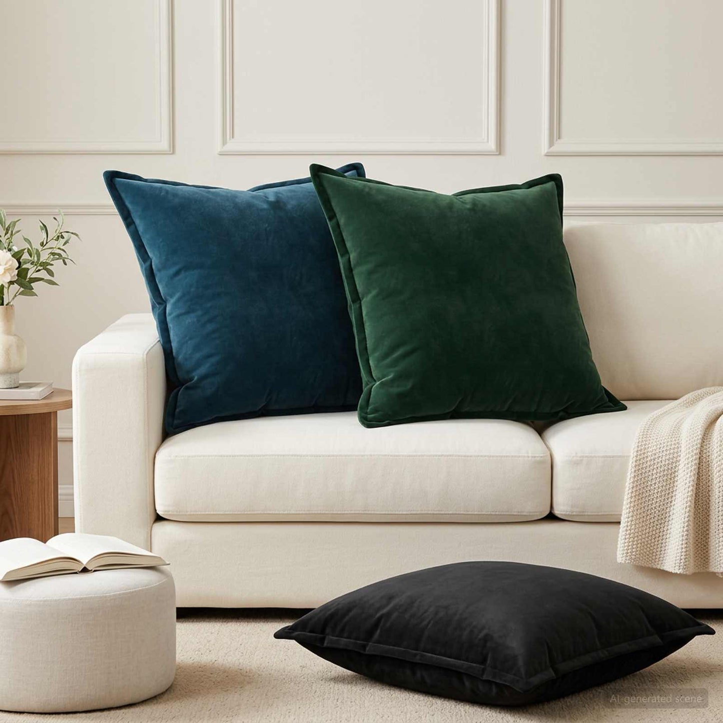 Pudebetræk 6 pcs HOUTEN Sort 65 x 65 cm Fløjl