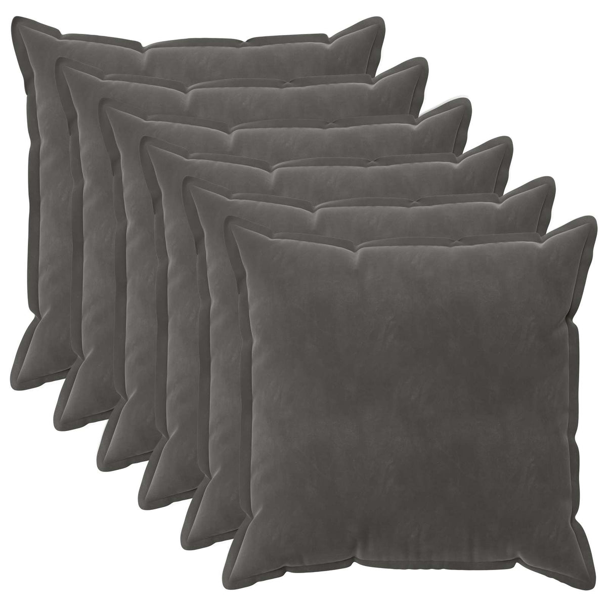 Pudebetræk 6 pcs HOUTEN Mørkegrå 65 x 65 cm Fløjl