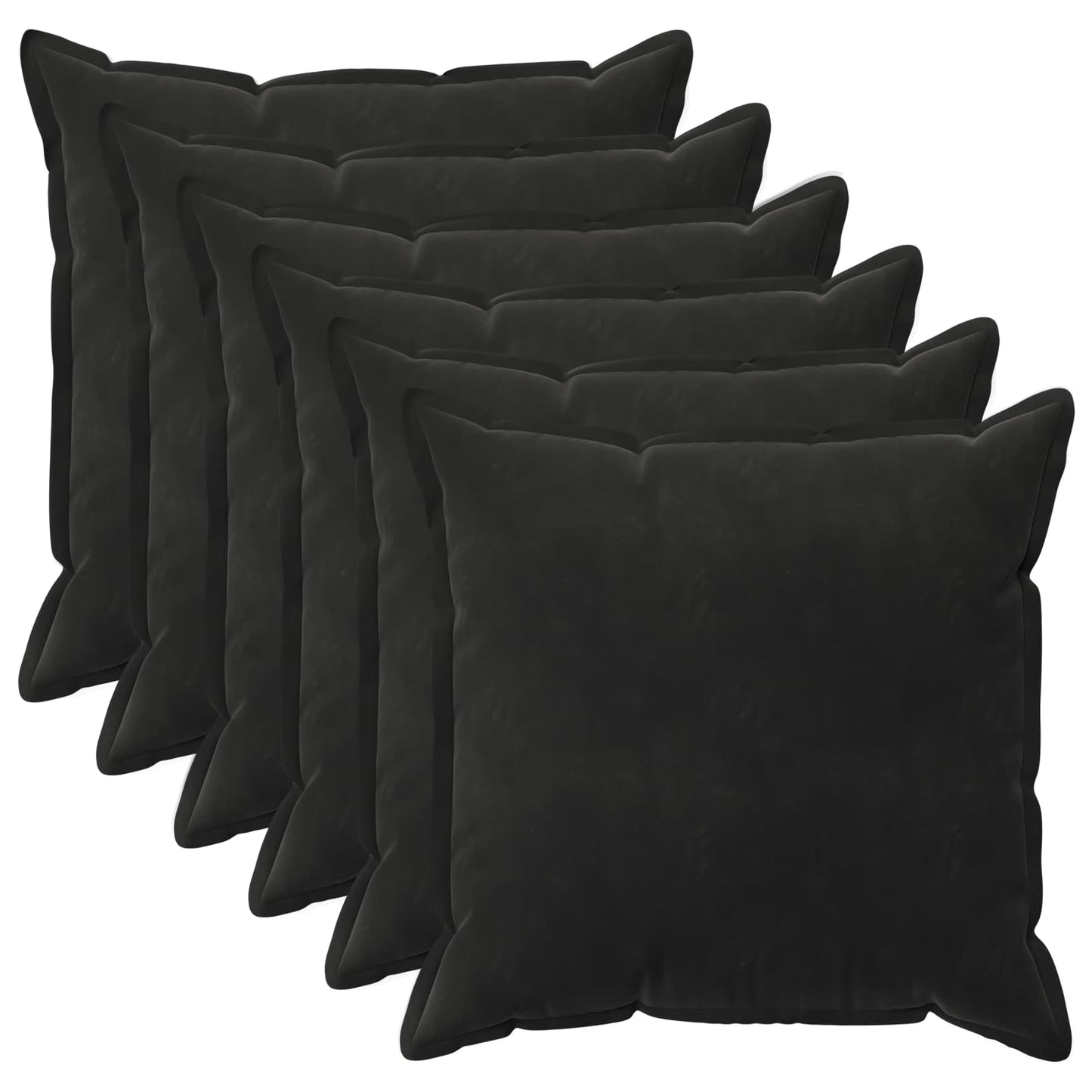 Pudebetræk 6 pcs HOUTEN Sort 65 x 65 cm Fløjl