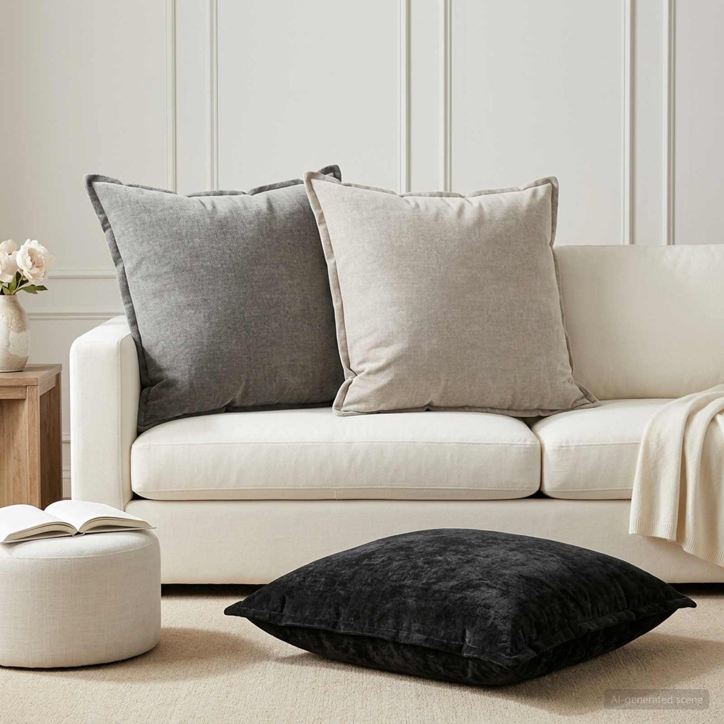 Pudebetræk 6 stk. HOUTEN Mørkegrå 65 x 65 cm Chenille Stof