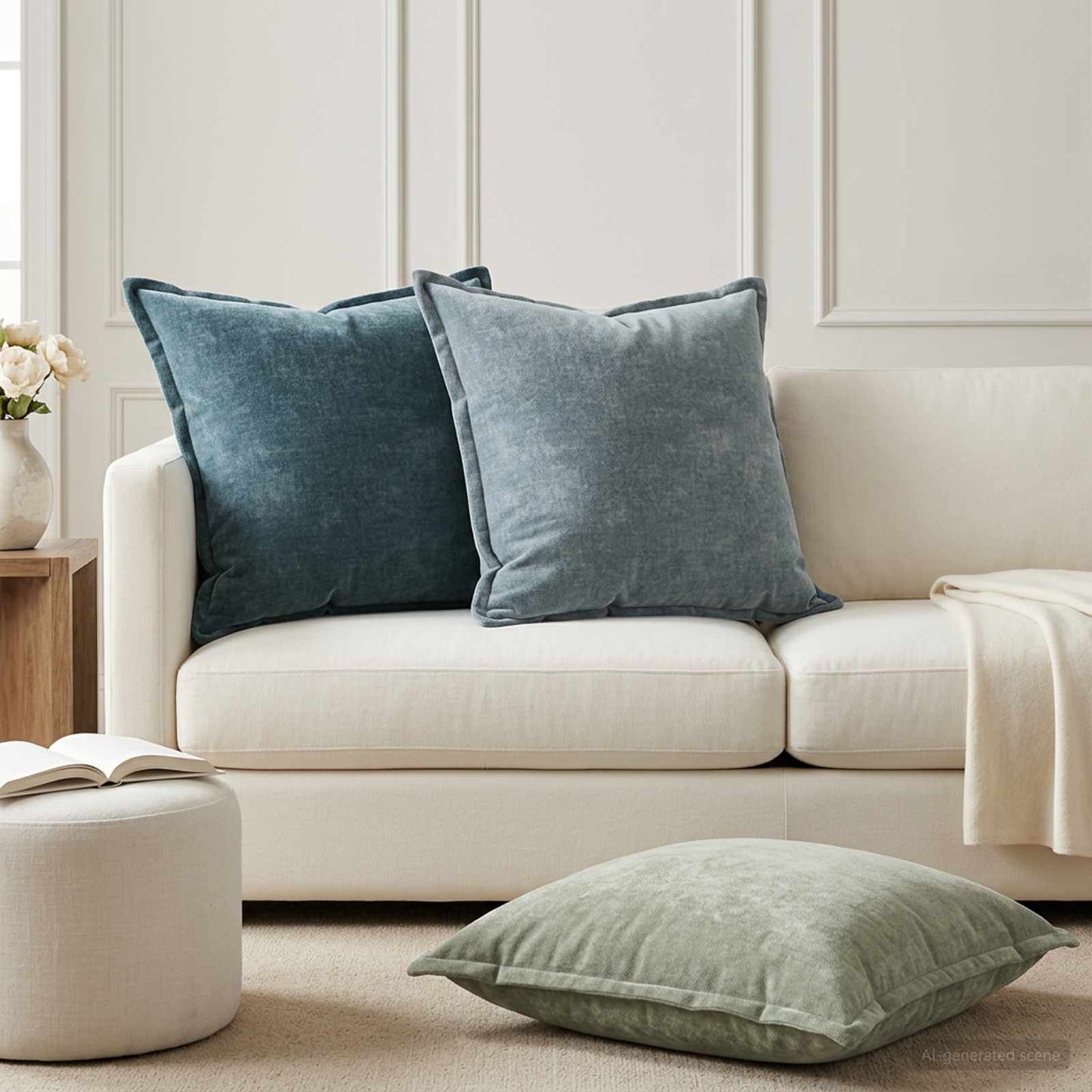 Pudebetræk 6 stk. HOUTEN Grøn 65 x 65 cm Chenille Stof