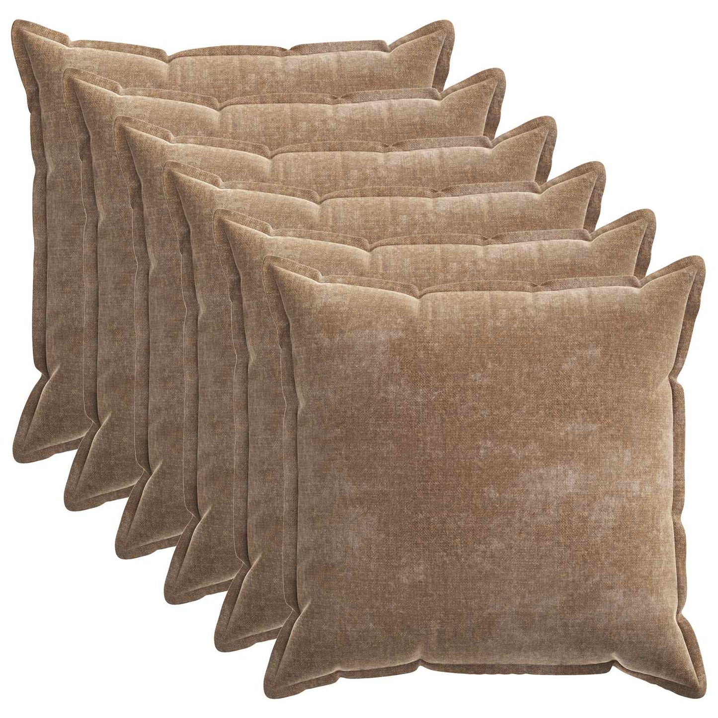 Pudebetræk 6 stk. HOUTEN Brun 65 x 65 cm Chenille Stof