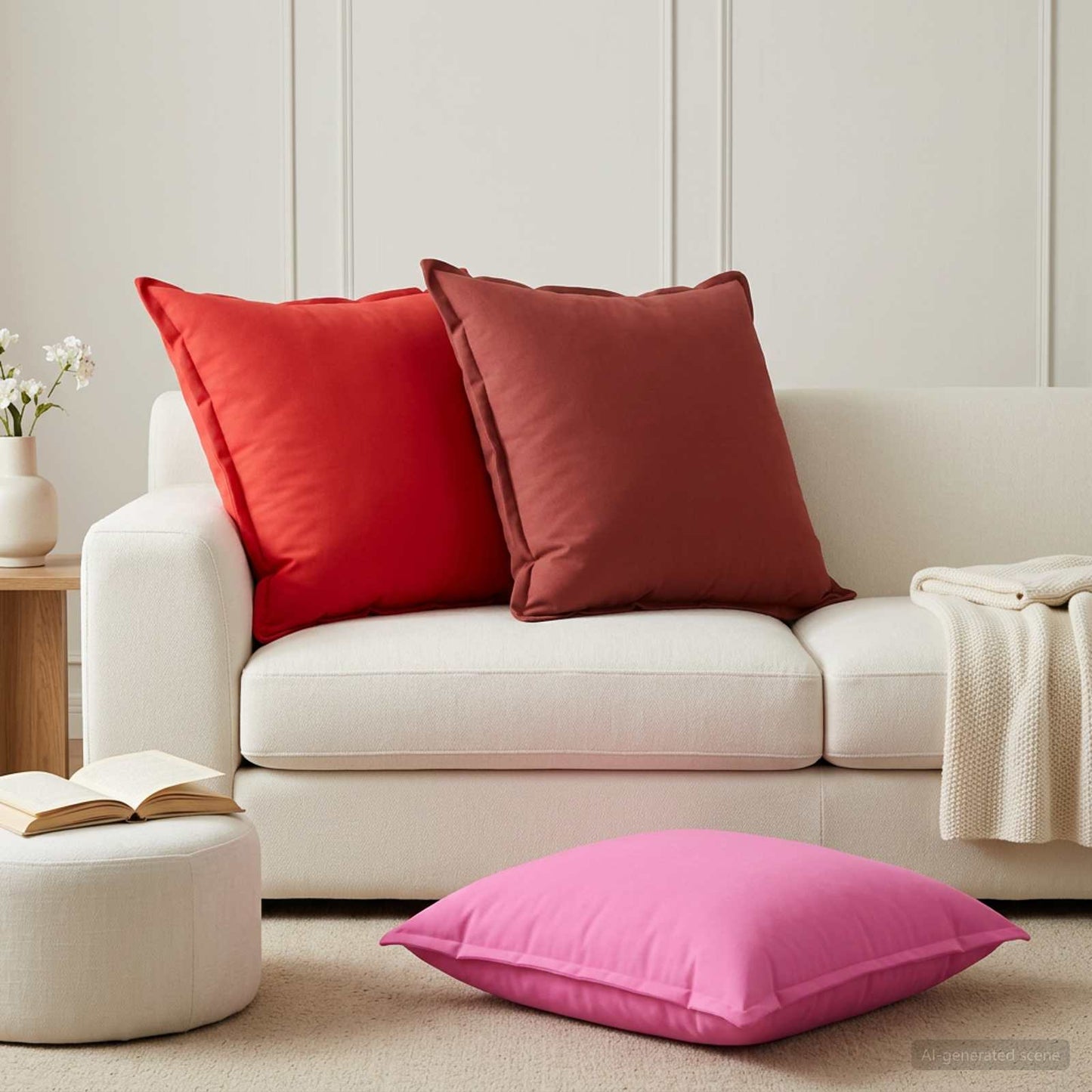 Pudebetræk 6 stk. HOUTEN Lyserød 80 x 80 cm Polyester