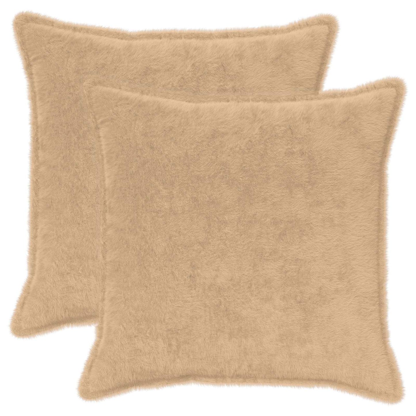 Pudebetræk 2 stk. HOUTEN Cremefarvet 65 x 65 cm Faux Kanin Pels