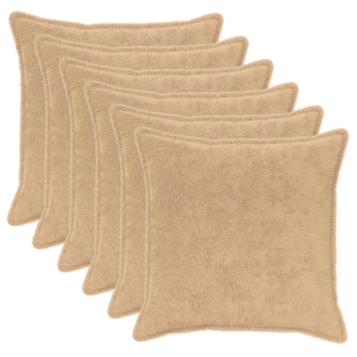 Pudebetræk 6 stk. HOUTEN Cremefarvet 65 x 65 cm Faux Kanin Pels