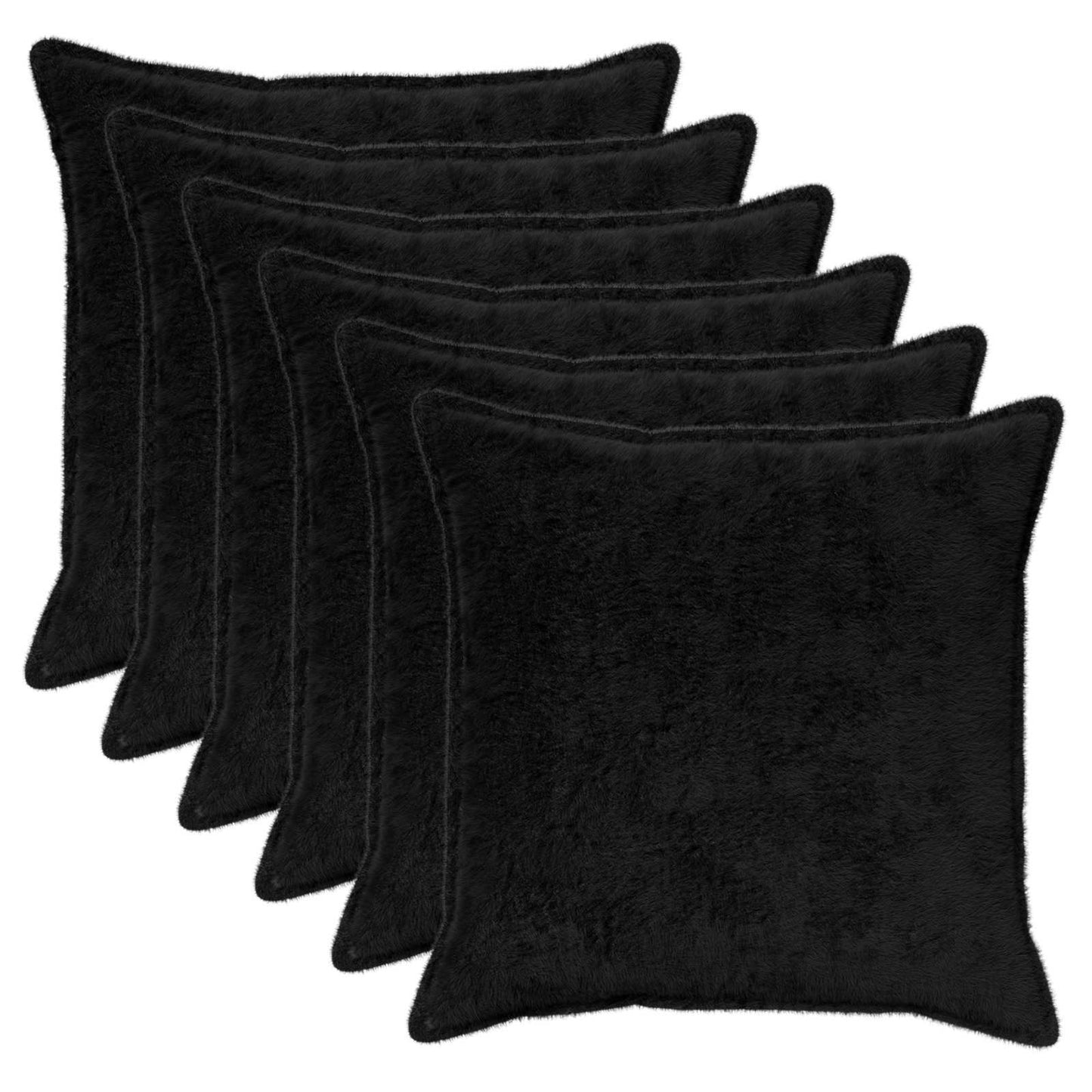 Pudebetræk 6 stk. HOUTEN Sort 65 x 65 cm Faux Kanin Pels