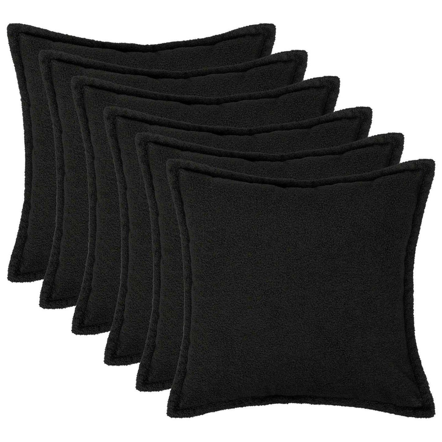 Pudebetræk 6 pcs HOUTEN Sort 70 x 70 cm Bouclé