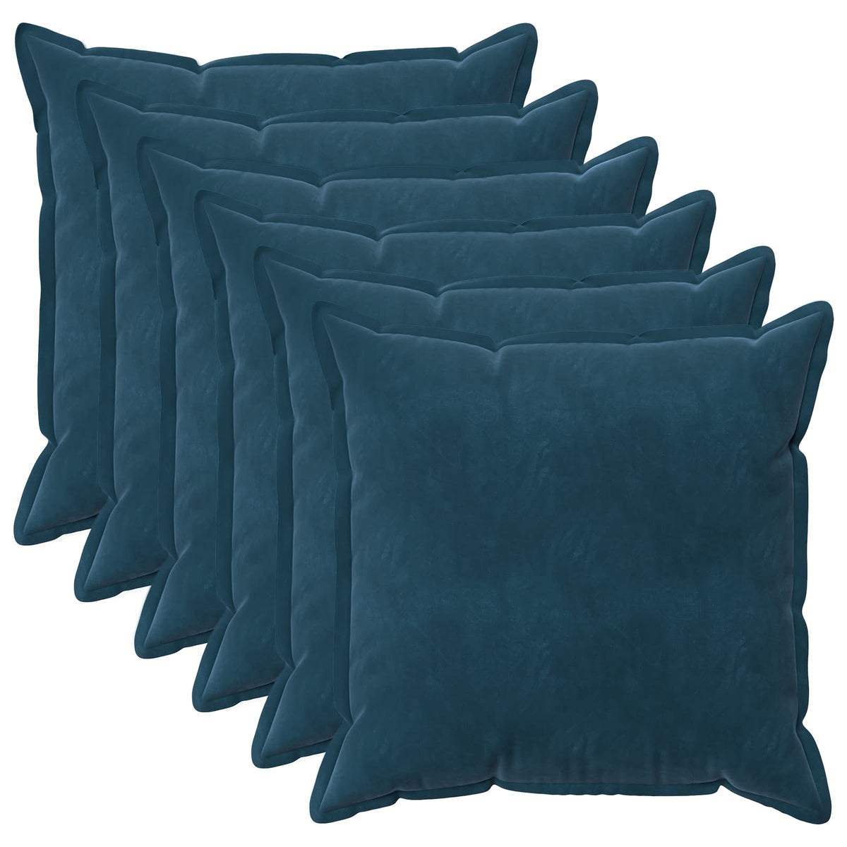 Pudebetræk 6 pcs HOUTEN Blå 80 x 80 cm Fløjl
