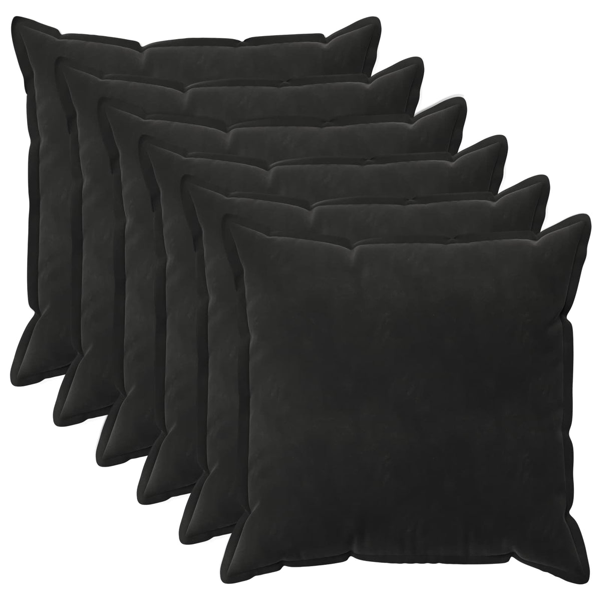 Pudebetræk 6 pcs HOUTEN Sort 80 x 80 cm Fløjl